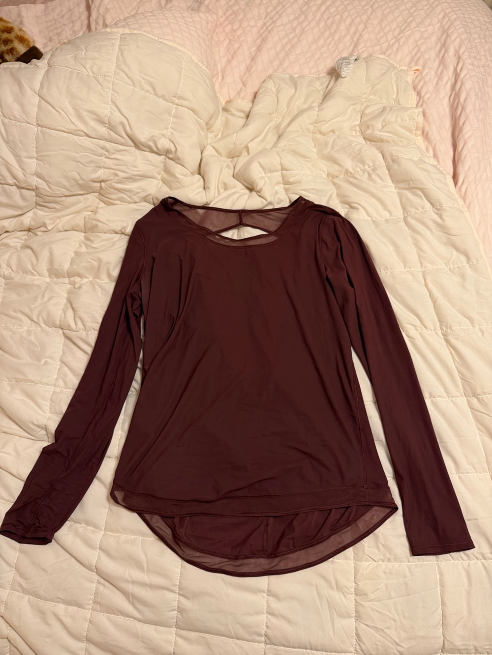 Lululemon Burgundy Mesh Open Back Long Sleeve Top